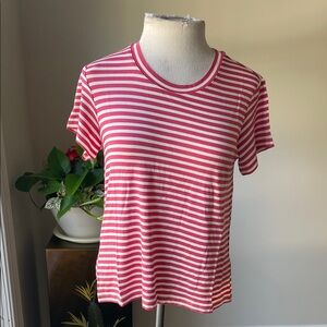 Splendid Pink & White Stripe Short Sleeve Crew Tee